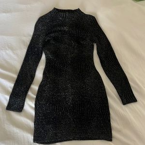 sparkly black long sleeve dress